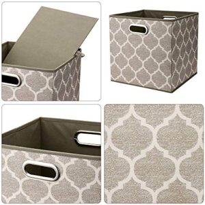 HSDT Storage Cubes Bins Fabric 13x13 Inch Brown Storage Boxes Foldable Storage Baskets Printed Cloth Collasible Storage Inserts Cube for Organizing,QY-SC01-6