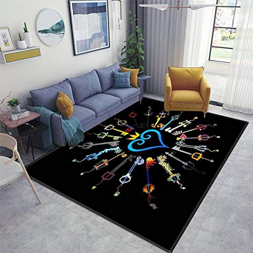 Kingdom Hearts Keyblades Area Rugs Non-Slip Floor Mat Doormats Home Runner Rug Carpet for Bedroom Indoor Outdoor Kids Play Mat Nursery Throw Rugs Yoga Mat