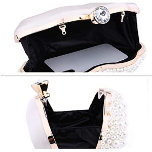 UBORSE Clutch Bag Ceremony Pearl Evening Bag Elegant Women Shoulder Bag Small Bridal Purse for Wedding Cocktail Party