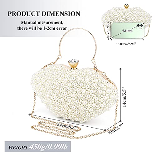 UBORSE Clutch Bag Ceremony Pearl Evening Bag Elegant Women Shoulder Bag Small Bridal Purse for Wedding Cocktail Party