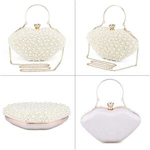 UBORSE Clutch Bag Ceremony Pearl Evening Bag Elegant Women Shoulder Bag Small Bridal Purse for Wedding Cocktail Party