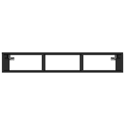 vidaXL Wall Shelf High Gloss Kitchen Wall-Mounted Floating Hanging TV Cabinet CD Shelf Bookcase Display Furniture Black Engineered Wood