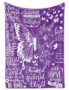 innobeta purple butterfly gifts for butterfly lovers for women & girls, 50″x 65″ flannel throw blanket, perfect for birthday, christmas, mother’s day
