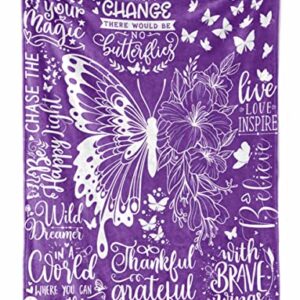 InnoBeta Purple Butterfly Gifts for Butterfly Lovers for Women & Girls, 50"x 65" Flannel Throw Blanket, Perfect for Birthday, Christmas, Mother's Day