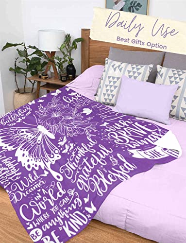 InnoBeta Purple Butterfly Gifts for Butterfly Lovers for Women & Girls, 50"x 65" Flannel Throw Blanket, Perfect for Birthday, Christmas, Mother's Day