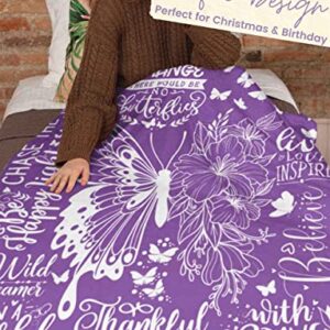 InnoBeta Purple Butterfly Gifts for Butterfly Lovers for Women & Girls, 50"x 65" Flannel Throw Blanket, Perfect for Birthday, Christmas, Mother's Day