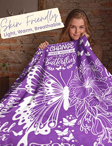 InnoBeta Purple Butterfly Gifts for Butterfly Lovers for Women & Girls, 50"x 65" Flannel Throw Blanket, Perfect for Birthday, Christmas, Mother's Day