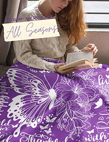 InnoBeta Purple Butterfly Gifts for Butterfly Lovers for Women & Girls, 50"x 65" Flannel Throw Blanket, Perfect for Birthday, Christmas, Mother's Day