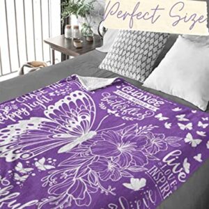 InnoBeta Purple Butterfly Gifts for Butterfly Lovers for Women & Girls, 50"x 65" Flannel Throw Blanket, Perfect for Birthday, Christmas, Mother's Day