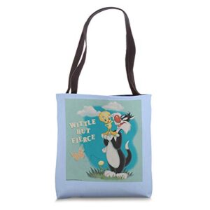 looney tunes sylvester and tweety widdle but fierce tote bag