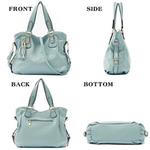 Purse and Wallet set for Women Large Hobo Bags Female Fashion Tote Shoulder Bags Crossbody Wallets Satchel Purse Set 3pcs skyblue