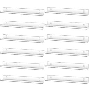 jetec acrylic floating display shelves clear wall bookshelf for kids acrylic wall display shelves book shelf for room picture display storage,15 x 1.7 x 2 inches(transparent,12 pcs)