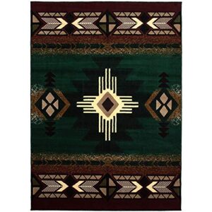 Champion Rugs Southwest Native American Navajo Aztec Tribal Indian Hunter Green Carpet Area Rug (8 Feet X 10 Feet)