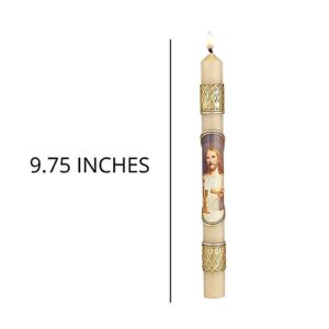 Bread of Life First Holy Communion Hand Decorated Taper Candle, Catholic Gifts for Girls and Boys, Tall Candles, Cirio para Primera Comunion, 9.75 Inches