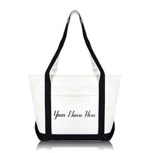 dalix black monogram tote bag personalized name (1 to 9 letters)