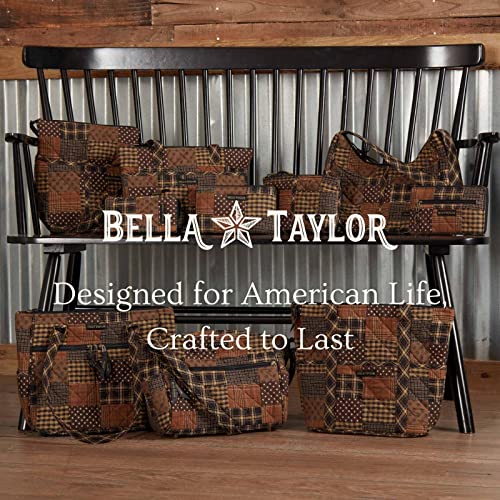 Bella Taylor Ironstone Modern Wristlet Quilted Cotton Country Patchwork Cell Phone Wallet; Chestnut, Khaki and Black