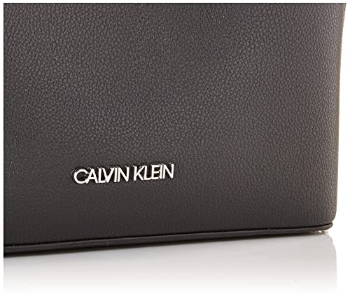 Calvin Klein Hailey Micro Pebble Triple Compartment Chain Crossbody, Black/Silver