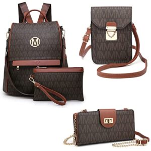 mkp women fashion backpack wallet purse 4 sets
