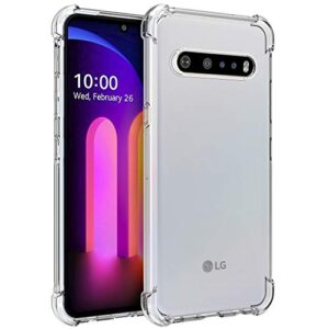 osophter for lg v60 thinq case, lg v60 case clear transparent reinforced corners tpu shock-absorption flexible cell phone cover for lg v60 thinq(clear)