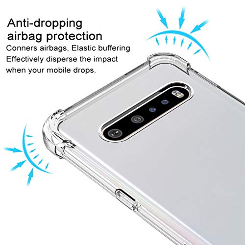 Osophter for LG V60 ThinQ Case, LG V60 Case Clear Transparent Reinforced Corners TPU Shock-Absorption Flexible Cell Phone Cover for LG V60 ThinQ(Clear)