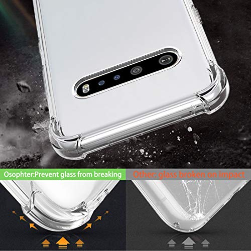 Osophter for LG V60 ThinQ Case, LG V60 Case Clear Transparent Reinforced Corners TPU Shock-Absorption Flexible Cell Phone Cover for LG V60 ThinQ(Clear)