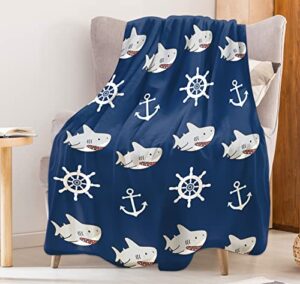 yraqlvu shark throw blanket cute baby blankets for couch crib, warm flannel fleece shark blanket for unisex adult boys girls fish gifts ultra-soft lightweight anchor cozy blanket, 40×50 inches