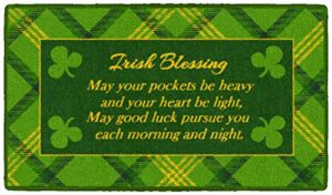 brumlow mills irish blessing st. patricks’s day lucky shamrock washable festive print indoor/outdoor rug for living or bedroom carpet, dining area, kitchen or front door mat, 20″ x 34″