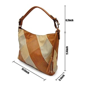 XingChen Hobo Bags for Women Patchwork Color Faux Leather Purses and Handbags Hobo Purse with Tassel Wine