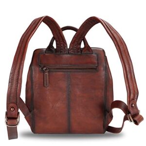 LRTO Genuine Leather Backpack Purse Vintage Casual Daypack College Bag Handmade Cowhide Western Rucksack (Coffee) Medium