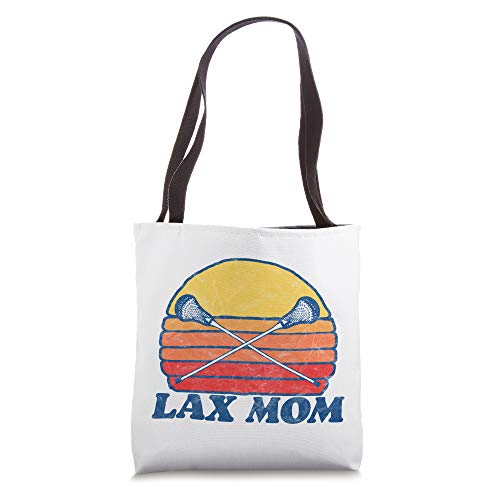 Lax Mom Vintage X Crossed Lacrosse Sticks 80s Sunset Retro Tote Bag