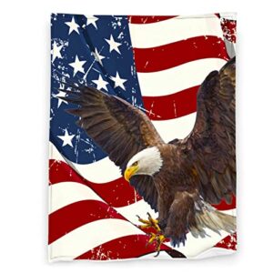 yraqlvu us flag eagle throw blanket for couch patriotic american national flag flannel fleece blanket for unisex adult kid, great gift for veteran friend or family, 50×60 inches, usa flag, vertical