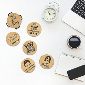 Homythe Funny Drink Coasters, 6 Pcs Coffee Coasters with Metal Holder, Fold in The Cheese Bar Coasters - Cute Birthday Christmas Housewarming Gifts