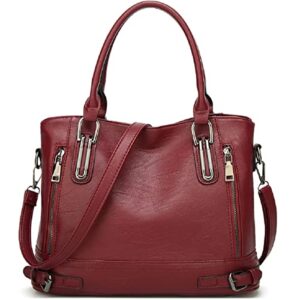 xingchen women’s leather shoulder handbags crossbody bags hobo totes top-handle bag satchel and purse for ladies（wine）