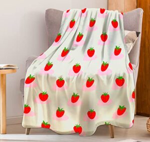 yraqlvu strawberry throw blanket for couch cute baby blanket strawberry decor, warm fleece flannel strawberry blanket for unisex adult boy girl pink blanket ultra-soft cozy blanket, 40×50 inches
