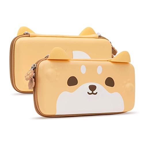 Geekshare Cute Dog Ear Carry Case Compatible with Nintendo Switch/Switch OLED - Portable Hardshell Slim Travel Carrying Case fit Switch Console and Accessories-A Removable Wrist Strap