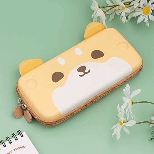 Geekshare Cute Dog Ear Carry Case Compatible with Nintendo Switch/Switch OLED - Portable Hardshell Slim Travel Carrying Case fit Switch Console and Accessories-A Removable Wrist Strap