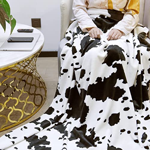 Cow Print Blanket Soft Warm Plush Cow Blankets and Throws Lightweight Cozy Cows Plush Blanket Flannel Cow Throw Sofa Bedroom Couch Camping Travel Blanket Perfect Cow Gift Kids Adults 50x60 inch