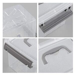 Pekky 3.5 Quart Clear Plastic Bins, Plastic Small Handle Storage Box, 6 Packs(Gray)