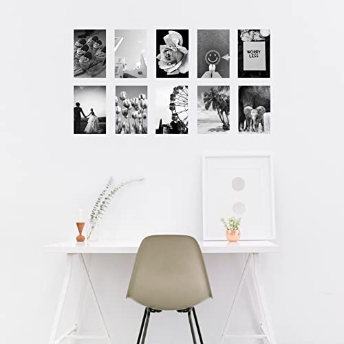 Black and White Wall Collage Kit 75pcs of Peaceful Photos for Bedroom, College Dorm, Colorful Boho Aesthetic Decor, Cute Posters Gift for Teen Girls, Modern Interior Decoration, Durable Box, Stickers