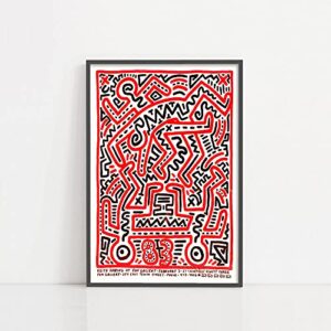 exhibition poster nyc – keith haring art print, keith haring poster, pop art, printed contemporary art, living room, hotel, dining room, office, etc no framed 12x16inch, 12x18inch and 20x30inch