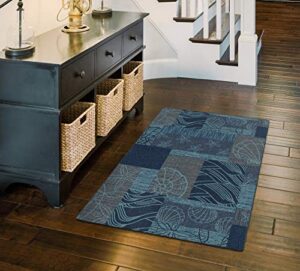 brumlow mills ocean collage sea shell print area rug for living room, dining room, kitchen, bedroom and contemporary home décor, 30″ x 46″, blue