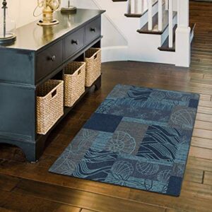 Brumlow MILLS Ocean Collage Sea Shell Print Area Rug for Living Room, Dining Room, Kitchen, Bedroom and Contemporary Home Décor, 30" x 46", Blue