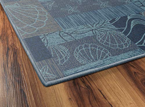 Brumlow MILLS Ocean Collage Sea Shell Print Area Rug for Living Room, Dining Room, Kitchen, Bedroom and Contemporary Home Décor, 30" x 46", Blue