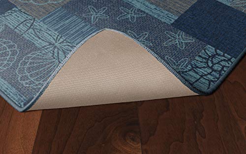 Brumlow MILLS Ocean Collage Sea Shell Print Area Rug for Living Room, Dining Room, Kitchen, Bedroom and Contemporary Home Décor, 30" x 46", Blue