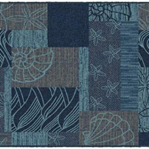 Brumlow MILLS Ocean Collage Sea Shell Print Area Rug for Living Room, Dining Room, Kitchen, Bedroom and Contemporary Home Décor, 30" x 46", Blue