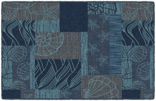 Brumlow MILLS Ocean Collage Sea Shell Print Area Rug for Living Room, Dining Room, Kitchen, Bedroom and Contemporary Home Décor, 30" x 46", Blue