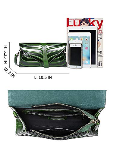 PIJUSHI Womens Designer Leaf Clutch Purse Leather Shoulder Crossbody Bag for Women (22290 Green)