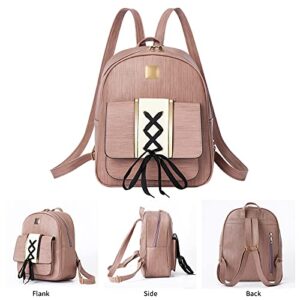 RUIQIA Mini Backpack Purse for Girls Pink Small Travel Backpack for Women School Backpacks for Teen Girls Waterproof Backpack Set PU Leather Backpack for Women Shoulder Bags Ladies