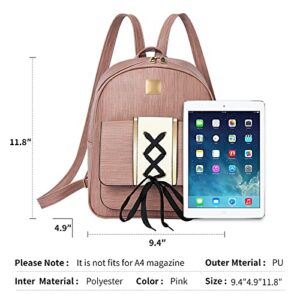 RUIQIA Mini Backpack Purse for Girls Pink Small Travel Backpack for Women School Backpacks for Teen Girls Waterproof Backpack Set PU Leather Backpack for Women Shoulder Bags Ladies