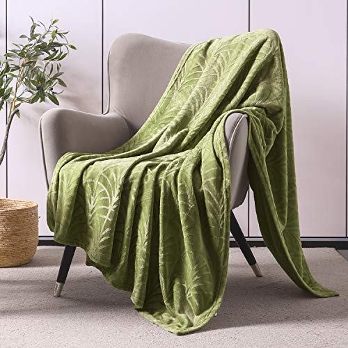 Whale Flotilla Fleece Throw Blanket for Couch, Soft Fluffy Sofa Bed Blanket with Vintage Pattern for All Season, Warm and Lightweight, 50x60 Inch, Olive Green